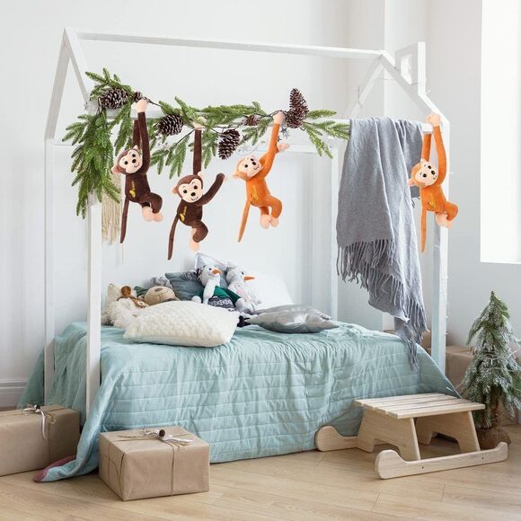 4-Pack 17.8" Hanging Stuffed Monkeys with Hook & Loop Fasteners - Plush Toy Gif - Picture 3 of 7